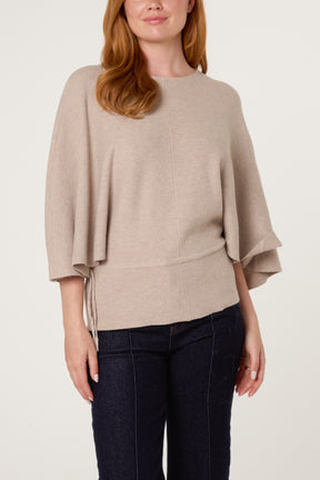 Tie Waist Detail Batwing Knit Jumper