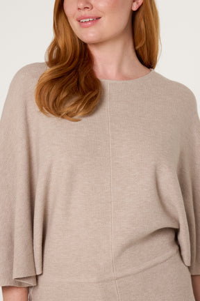 Tie Waist Detail Batwing Knit Jumper