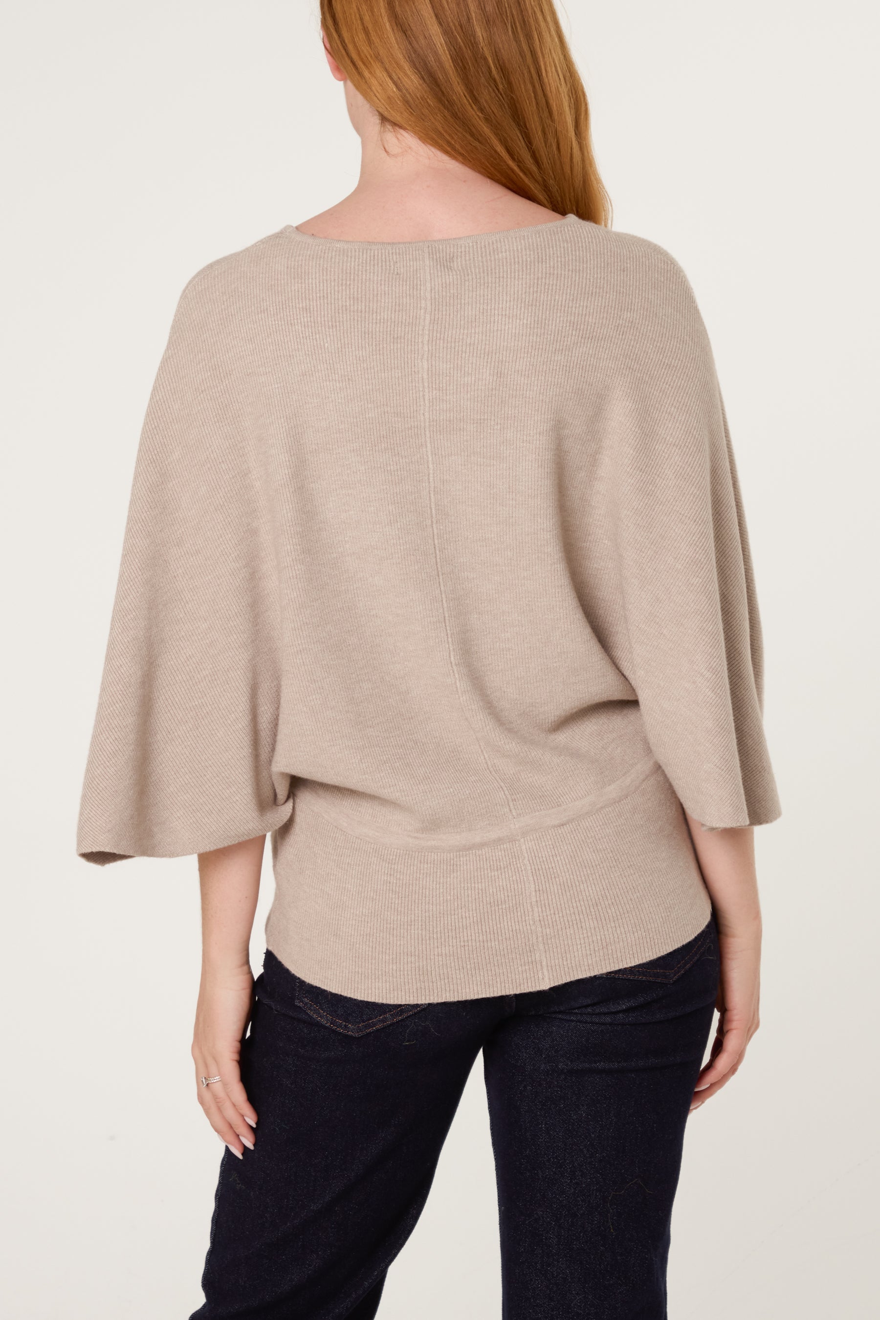 Tie Waist Detail Batwing Knit Jumper