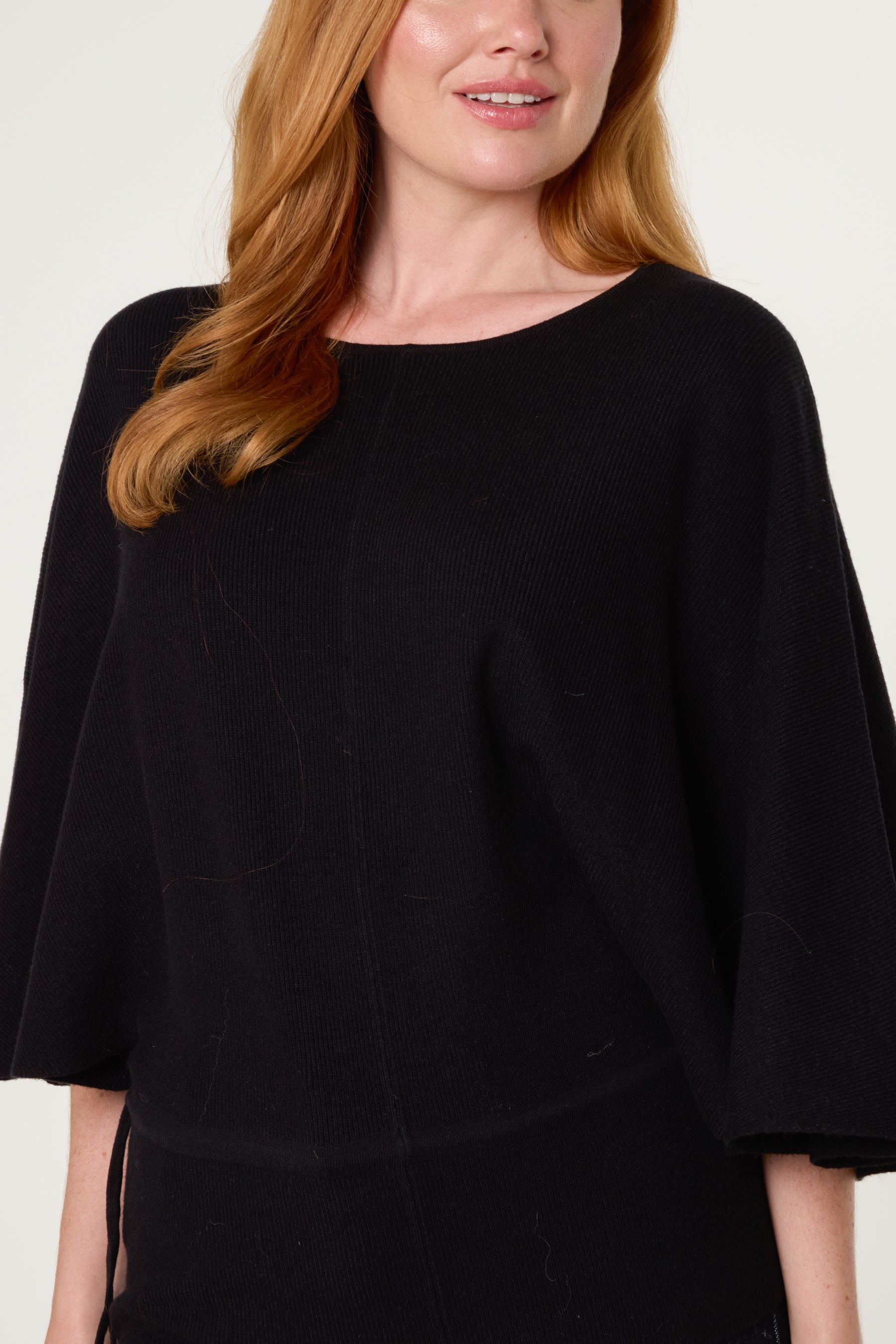 Tie Waist Detail Batwing Knit Jumper