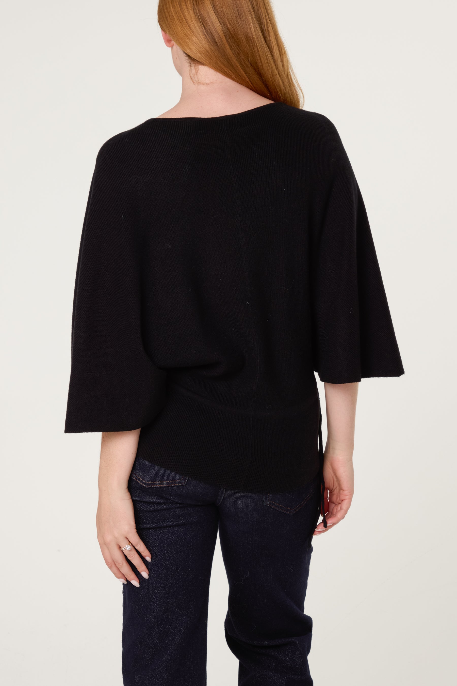 Tie Waist Detail Batwing Knit Jumper