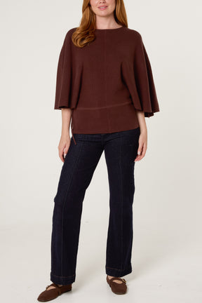 Tie Waist Detail Batwing Knit Jumper