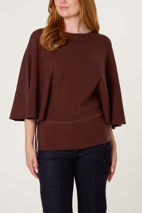 Tie Waist Detail Batwing Knit Jumper