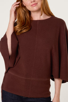 Tie Waist Detail Batwing Knit Jumper