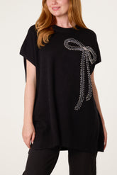 Diamante Bow Short Sleeve Jumper