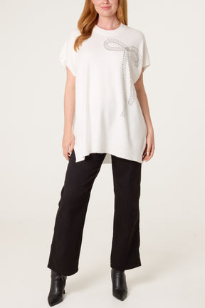 Diamante Bow Short Sleeve Jumper