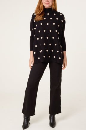 Polka Dot Batwing Knit Jumper