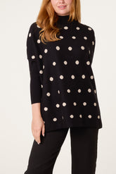 Polka Dot Batwing Knit Jumper