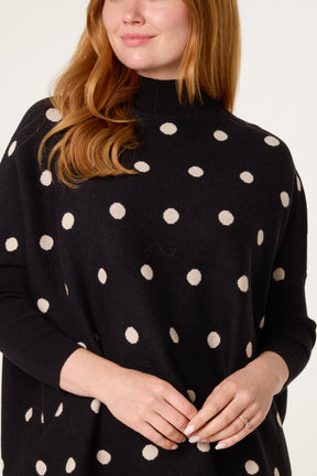 Polka Dot Batwing Knit Jumper