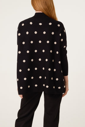 Polka Dot Batwing Knit Jumper