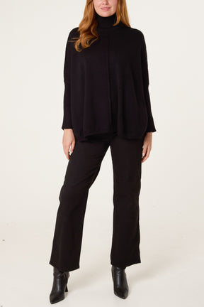 Batwing Roll Neck Knit Jumper