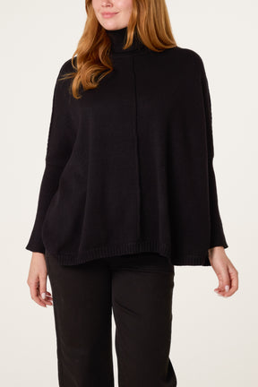 Batwing Roll Neck Knit Jumper