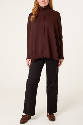 Batwing Roll Neck Knit Jumper