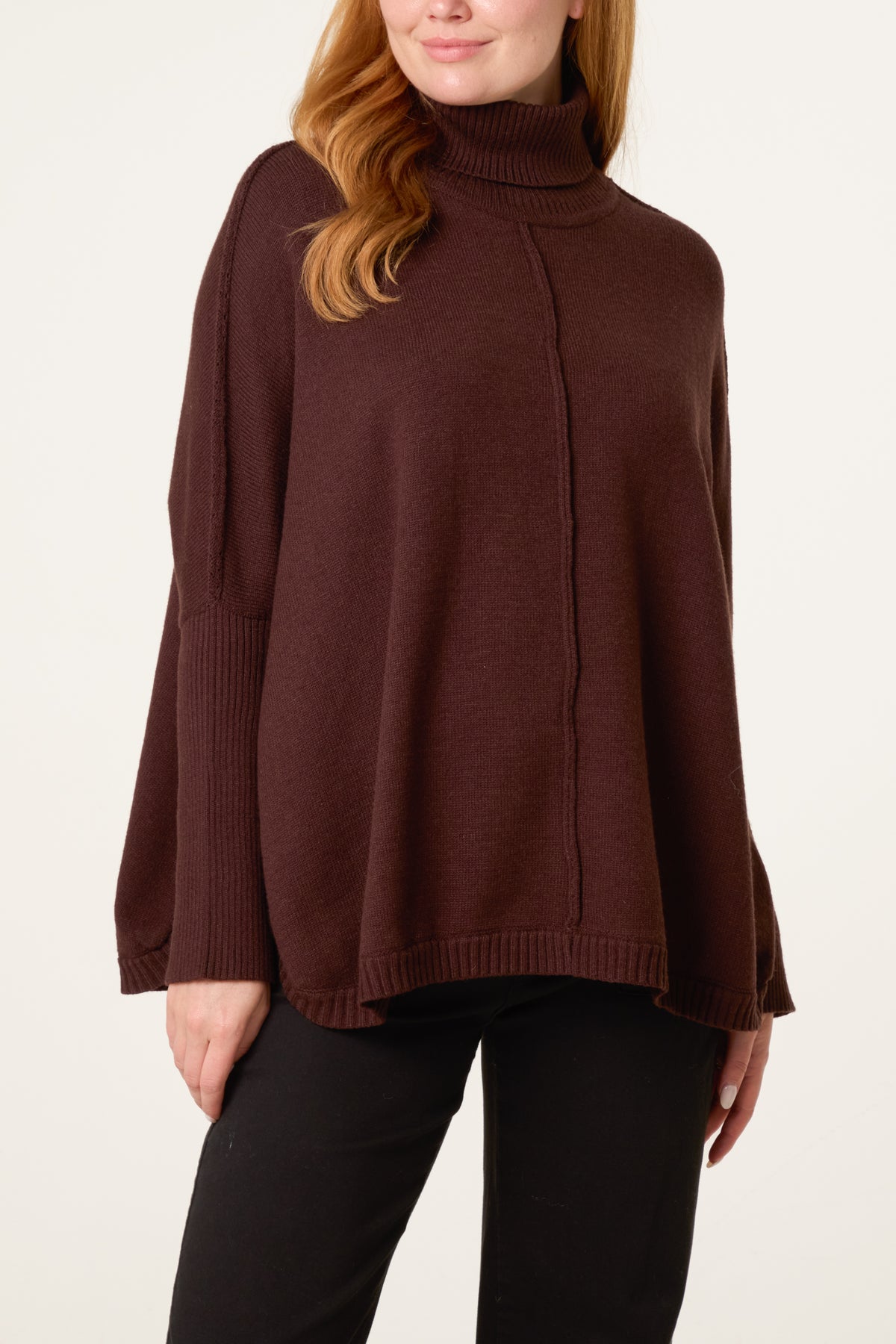 Batwing Roll Neck Knit Jumper