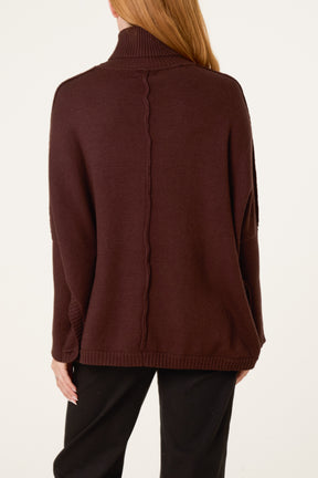 Batwing Roll Neck Knit Jumper