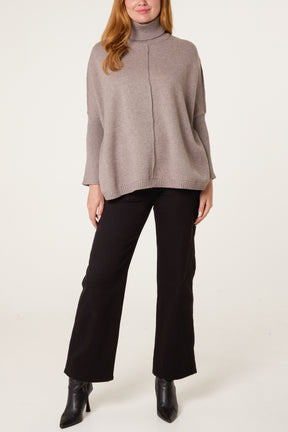 Batwing Roll Neck Knit Jumper
