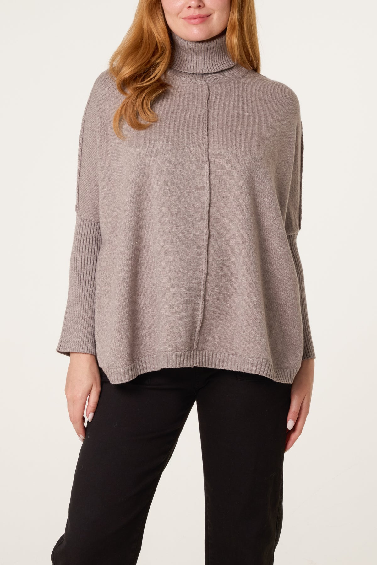 Batwing Roll Neck Knit Jumper