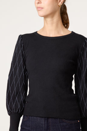 Metallic Detailed Puff Sleeve Jumper