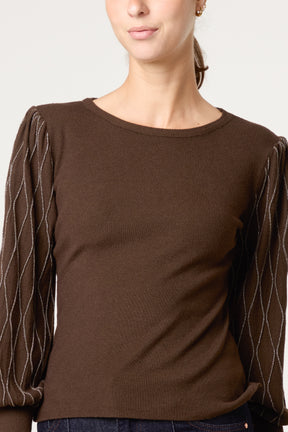 Metallic Detailed Puff Sleeve Jumper