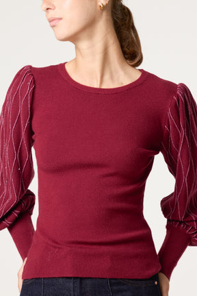Metallic Detailed Puff Sleeve Jumper