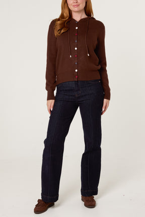 Colourful Buttons Through Hoodie Cardigan
