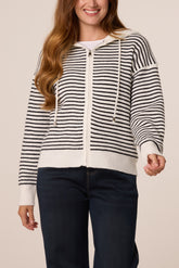Stripe Zip-Up Knit Hoodie