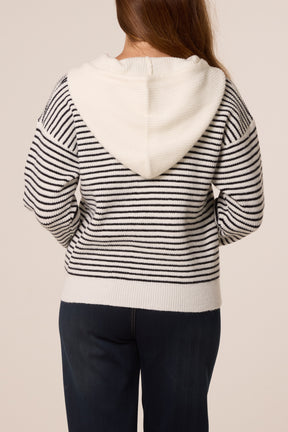 Stripe Zip-Up Knit Hoodie