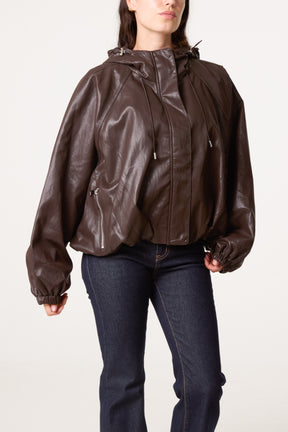 Zip Through Bomber PU Jacket
