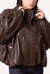 Zip Through Bomber PU Jacket