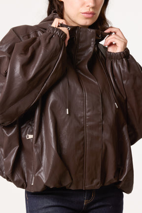 Zip Through Bomber PU Jacket