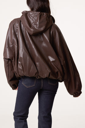 Zip Through Bomber PU Jacket