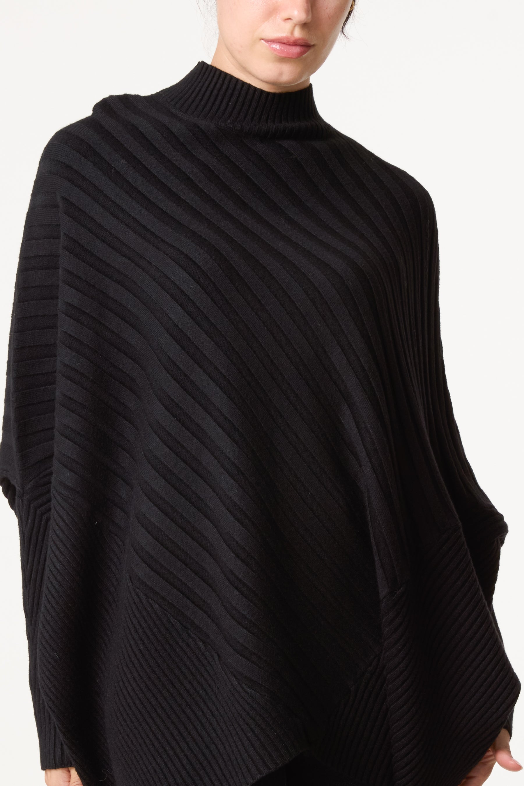 Ribbed Knit Poncho Inspired Jumper