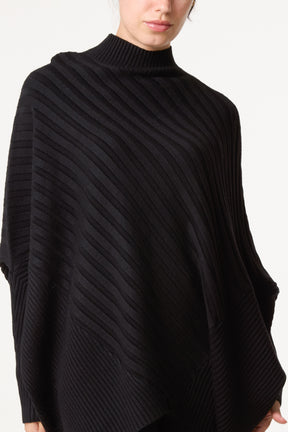 Ribbed Knit Poncho Inspired Jumper
