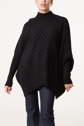 Ribbed Knit Poncho Inspired Jumper