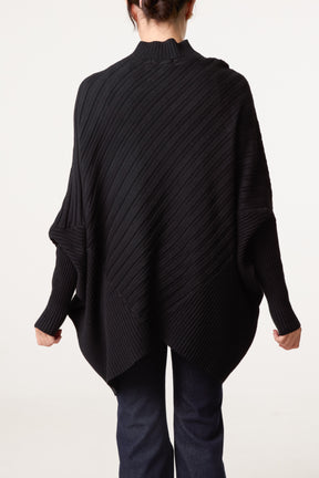 Ribbed Knit Poncho Inspired Jumper