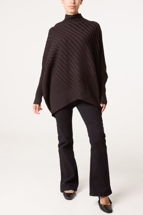 Ribbed Knit Poncho Inspired Jumper
