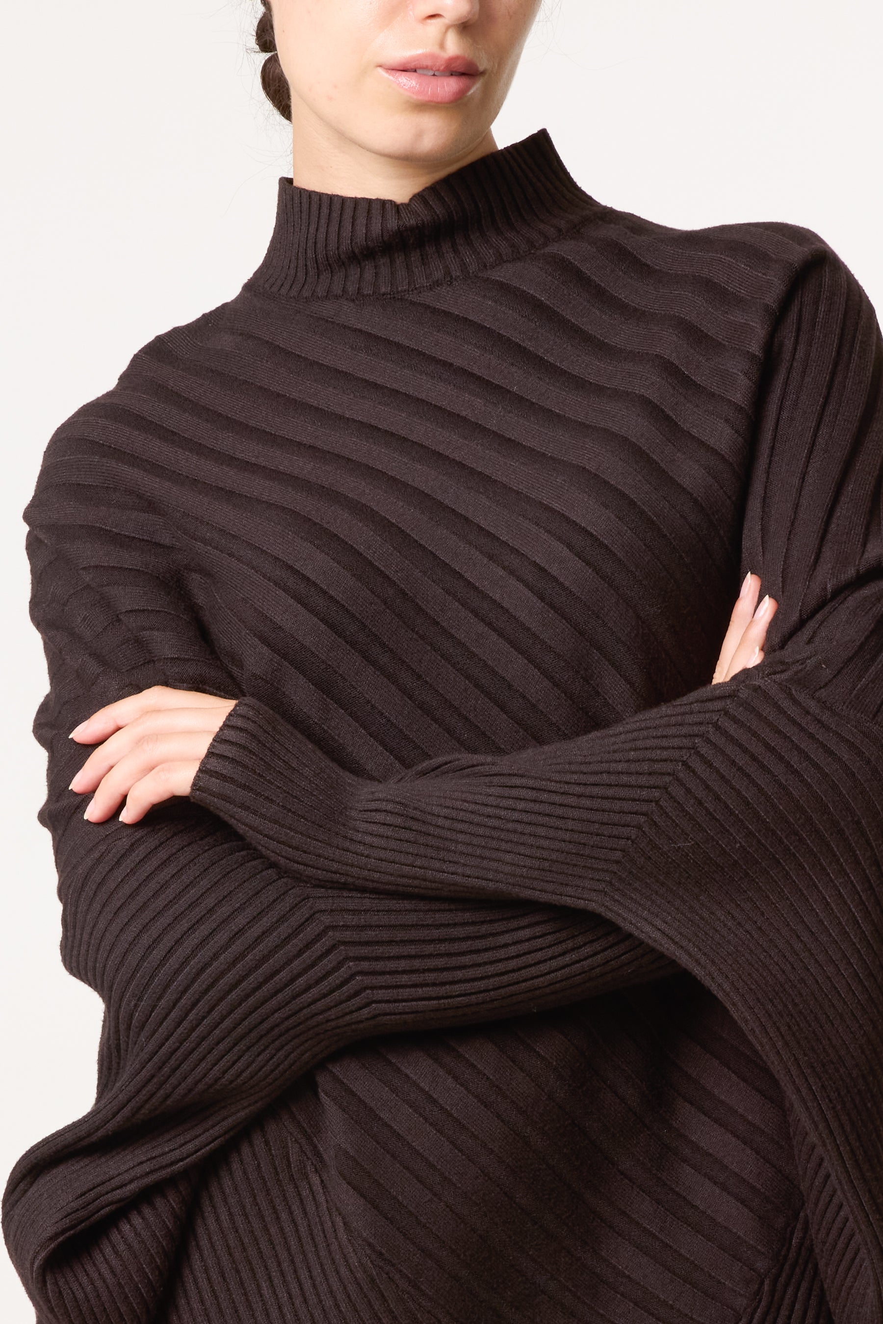Ribbed Knit Poncho Inspired Jumper