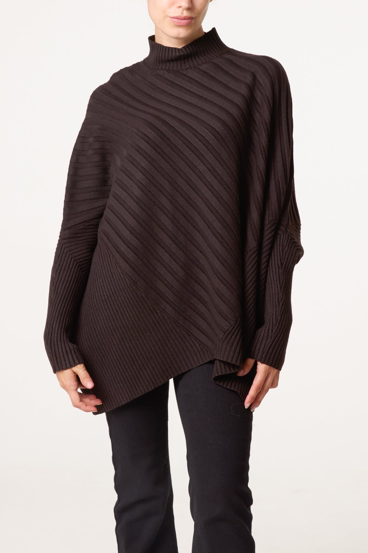 Ribbed Knit Poncho Inspired Jumper