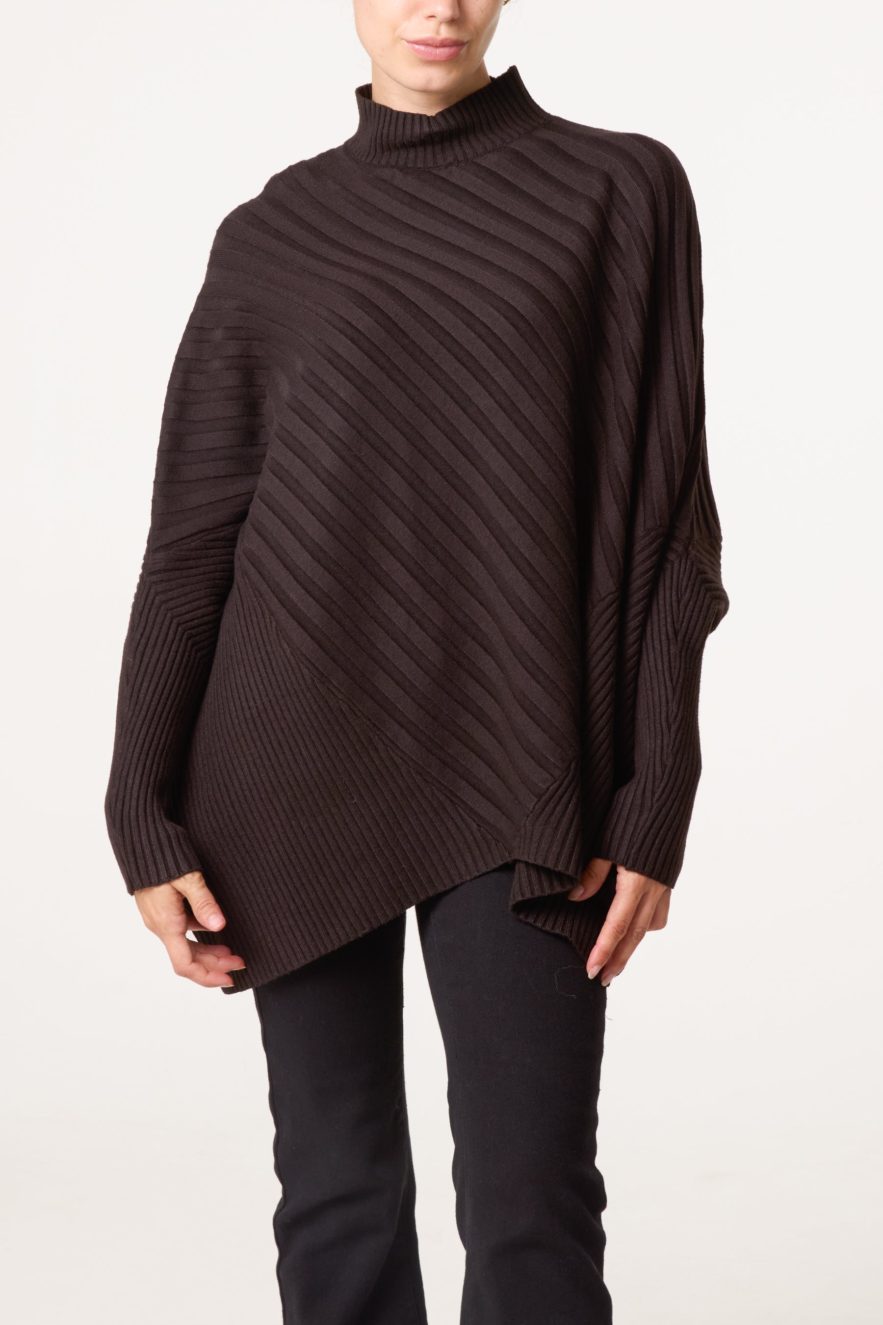 Ribbed Knit Poncho Inspired Jumper
