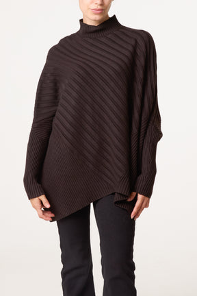 Ribbed Knit Poncho Inspired Jumper