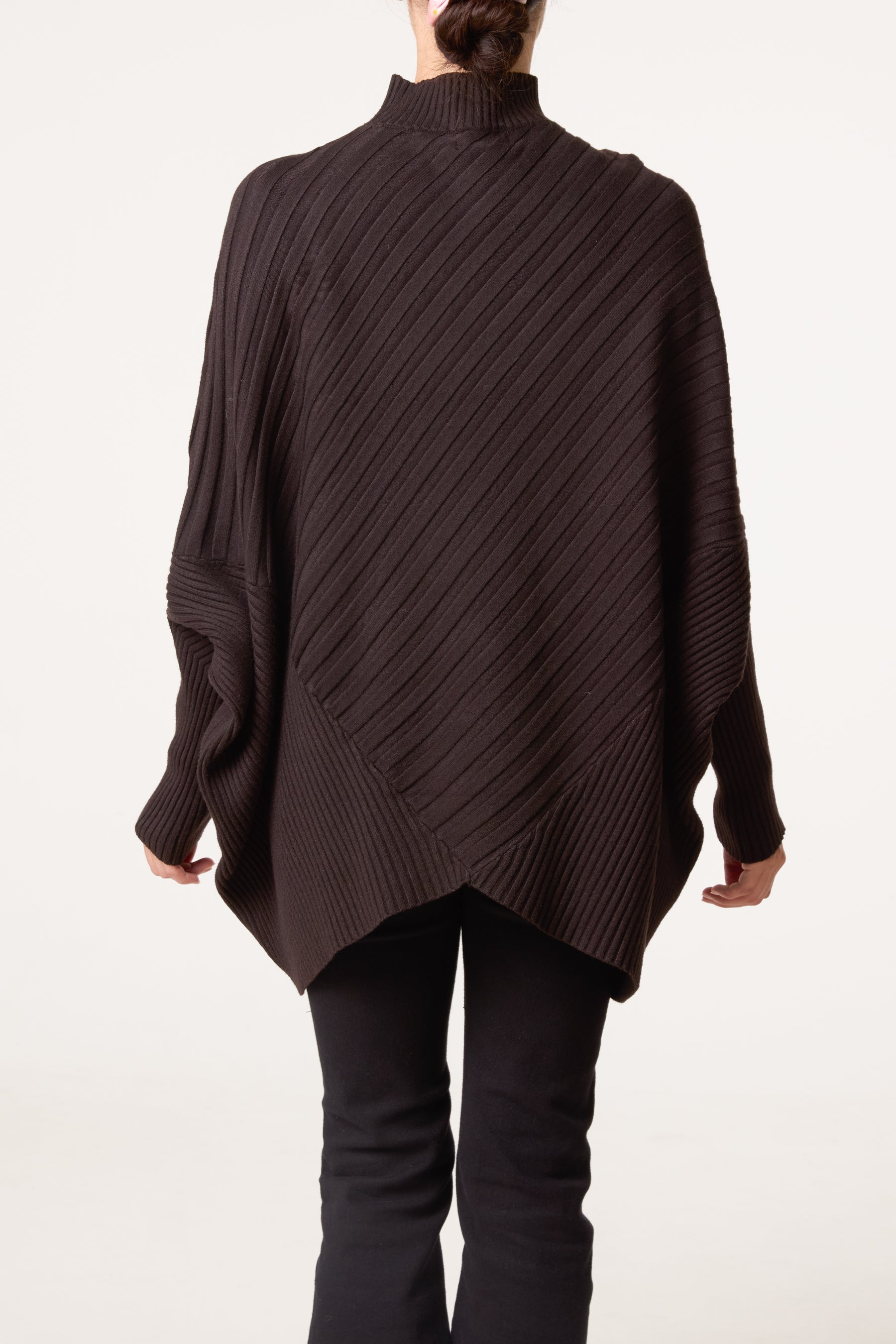 Ribbed Knit Poncho Inspired Jumper