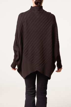 Ribbed Knit Poncho Inspired Jumper