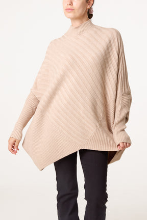 Ribbed Knit Poncho Inspired Jumper