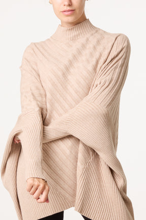 Ribbed Knit Poncho Inspired Jumper