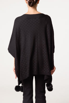 Essential Pom-Pom Trimmed Knit Poncho