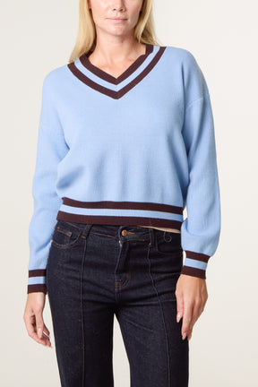 Varsity V-Neck Knit Jumper