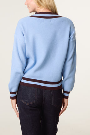 Varsity V-Neck Knit Jumper