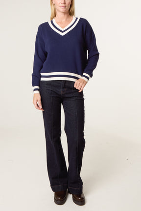Varsity V-Neck Knit Jumper
