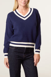 Varsity V-Neck Knit Jumper