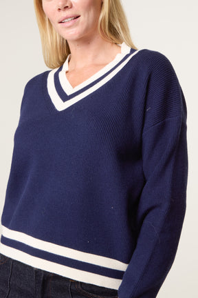 Varsity V-Neck Knit Jumper